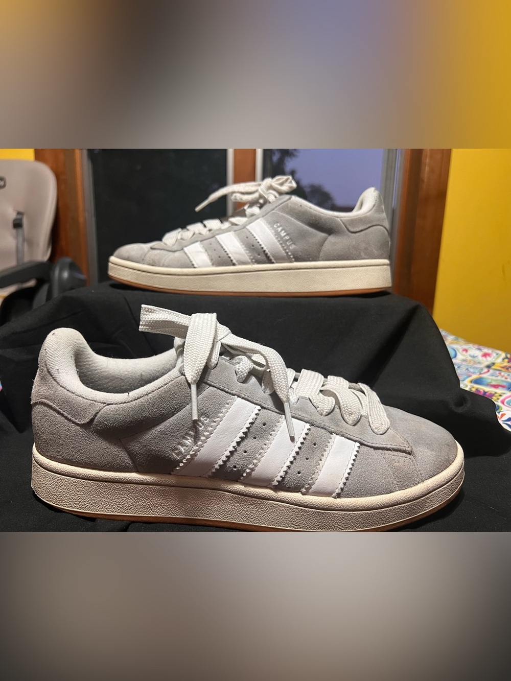 adidas Campus Men’s Suede Sneakers in Light Gray and White